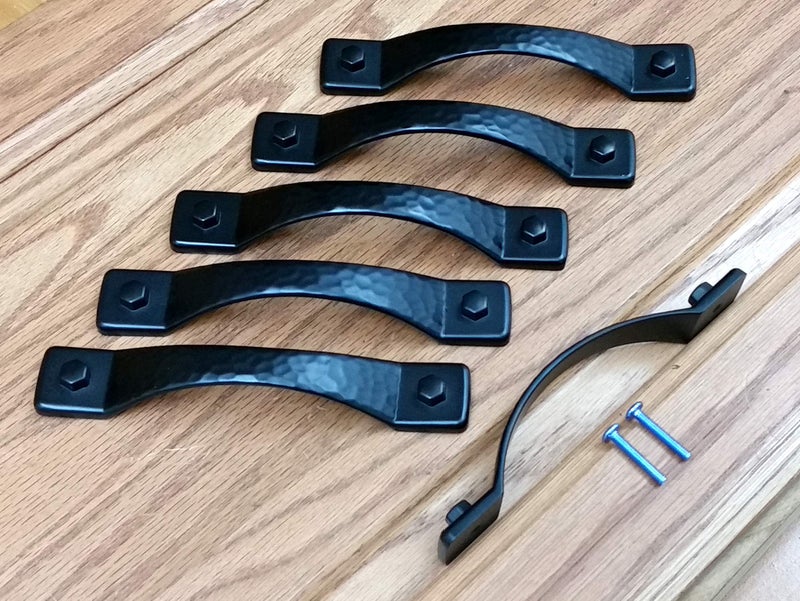 Wild West Hardware Rustic Hammered Drawer Pull (6 PK) Cabinet Pull Matte Black - Image 1